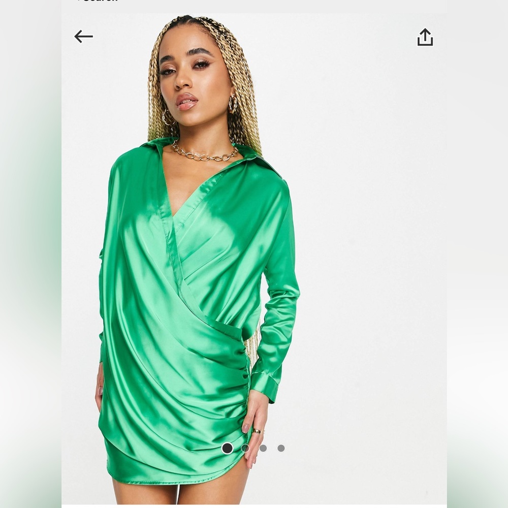 Asos John Zack summer bright drape shirt mini dress in green